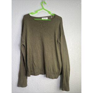 MARC O'POLO Linen Organic Cotton Knit Top Womens Sz L Olive Fisherman Boatneck